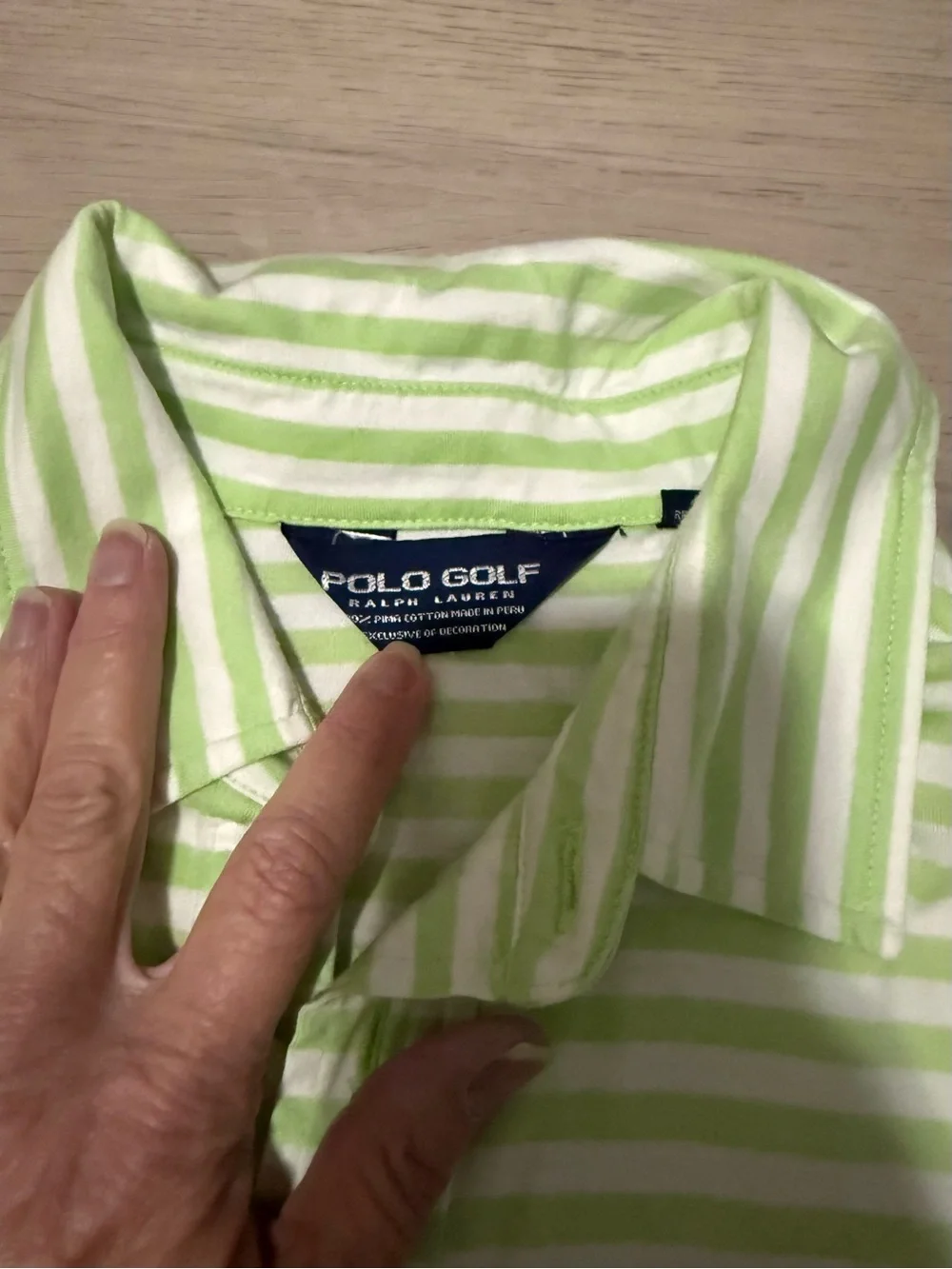 Polo Golf Ralph Lauren Kiawah Island Striped Polo Shirt Green White Cotton Large